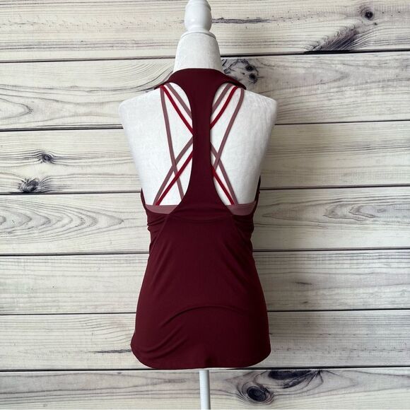 Fabletics Burgundy Boost Strappy Sports Bra Tank Top - Picture 8 of 11